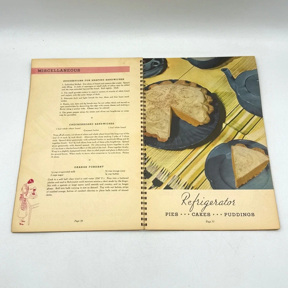 Kelvinator Book of Recipes Vtg Spiral Cookbook Art Deco Detroit Mi 50's Retro